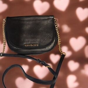 Small Black Crossbody Bag with Gold Chain